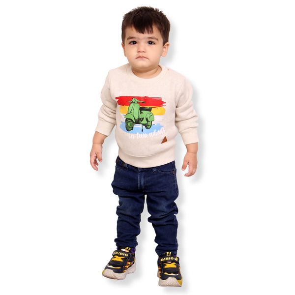 Kids Winter Beige Sweatshirt- On Two Wheels